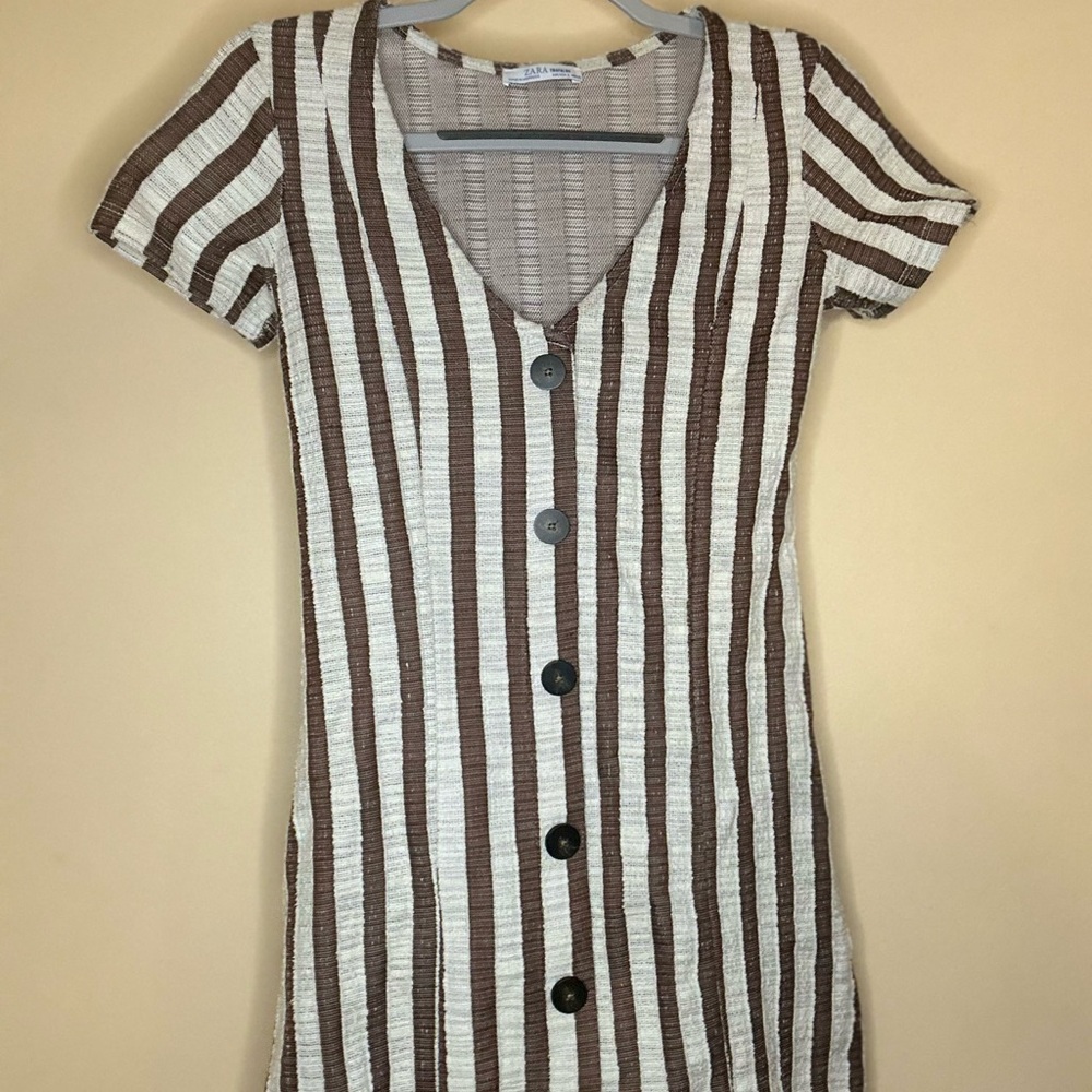 Striped Brown and White Dress